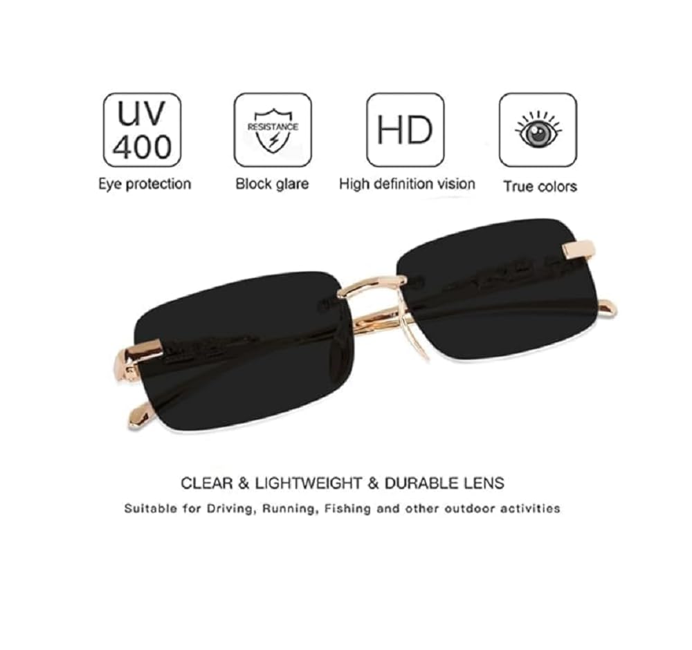 ADNOCK Stylish Men's Rectangular Sunglasses with Gold Accents, UV Protection Sunglasses For Men & Women Pack Of 1 1