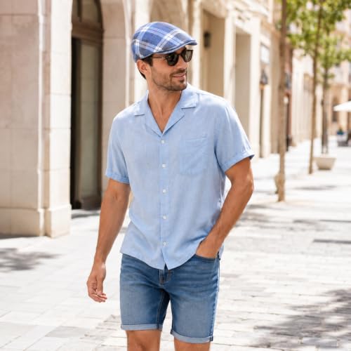 Image of 3Pcs Men's Newsboy Caps Cotton Cooling Hat Adjustable Flat Cap for Men