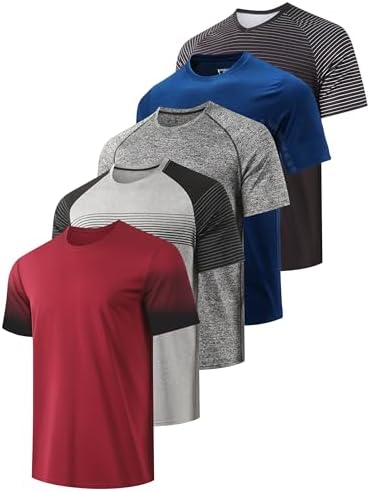 RPOVIG Men's 5 Pack Workout Gym T-Shirts Running Athletic T Shirt...