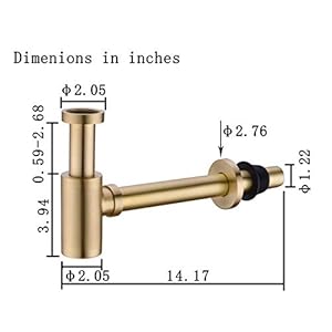 GORDEE Bathroom Brass Contemporary Round Bottle P Trap 1-1/4, Lavatory Adjustable Basin Sink Waste Drain P-Trap Kit, General US Standard, Brushed Nickel Gold