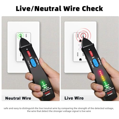 BSIDE Upgraded Voltage Tester Pen, Auto/Manual Mode, Continuously Adjustable Sensitivity, 8 LED Indicators, Dual Range Non-Contact AC Electricity Detector Live Wire Check Breakpoint Locator