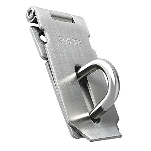 Sayayo SUS304 Stainless Steel Padlock Hasp Door Lock Shed Lock 3-Inch Heavy Duty Hasp and Staple Door Clasp Gate Latch Brushed Nickel(Not Include Padlock)