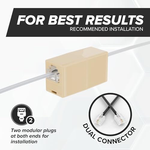 THE CIMPLE CO 25 FT Phone Cord for Landline - Modular Phone Line Cord for Fax, Printer, AIO, and Office Machines - 2 Conductor (2 Pin, 1 Line) Telephone Cable Extension 25 Feet (7 Meters), White
