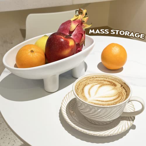 Luvitory Ceramic Fruit Bowl Ceramic Bowl For Kitchen Counter Decorative 10 Inch White Large Decorative Bowl For Home Decor Oval Ceramic Bowl Decorative Modern Home Decor #TOP2