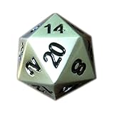 Single Metal d20 Die in Brushed Aluminum Finish by DnD Dice