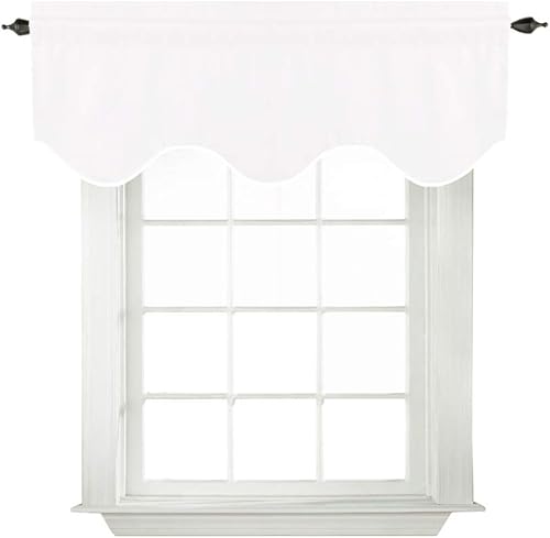 Miniatura 31 de Turquoize Cenefas de cortina opacas sólidas con bolsillo para barra festoneadas, paneles de cortina pequeños para ventana de