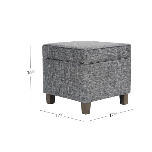 Image of HomePop Home Decor | K7342-F2182 | Classic Square Storage Ottoman with Lift Off Lid | Ottoman with Storage for Living Room & Bedroom, Slate Grey Large