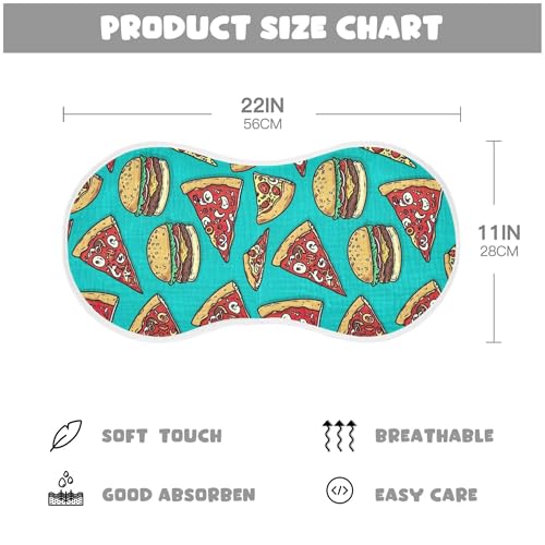 xigua Cartoon Pizza Baby Burp Cloths for Newborn Boys and Girls 4 Pack, Soft & Absorbent Cotton Baby Burp Cloth, Baby Washcloths, Newborn Towel, Burp Rags4