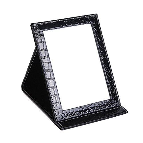 Miroir à maquillage portable Jyhyeu - Avec étui pliant en cuir synthétique rembourré - Pour voyage et camping