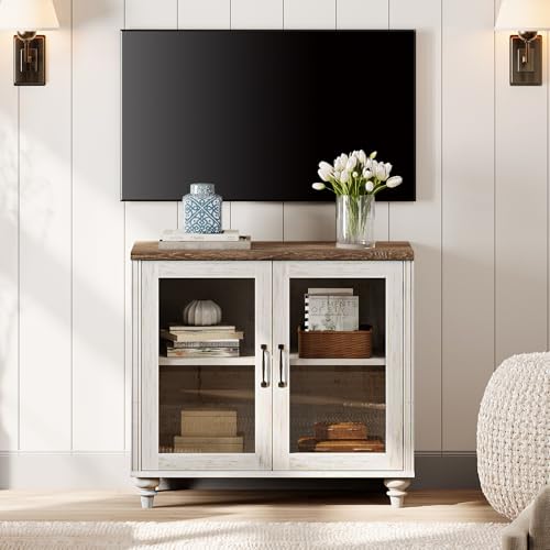 WAMPAT Rustic White TV Stand