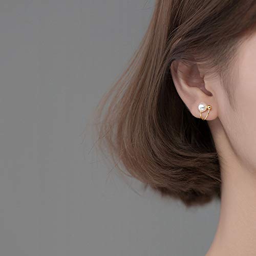 Dainty Pearl Ear Cuffs Wrap Earrings Sterling Silver 14K Gold Plated Cross Criss Cartilage Huggie Hoop Stud Earrings Non Piercing Minimalist Jewelry Cute Gifts For Women Girls Bff #TOP2