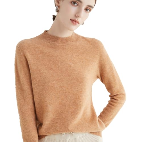 100% Merino Wool Sweaters Women's Fall Winter Warm Soft Knitted Loose Pullover Turtleneck Long Sleeves3