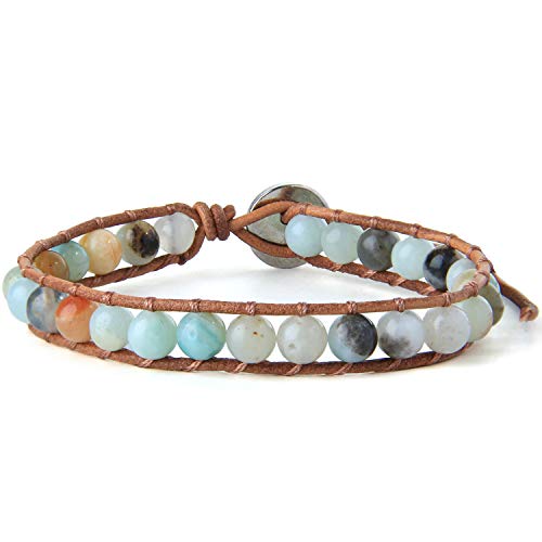 Image of KELITCH Turquoise Beaded Wrap Bracelets Bangle Handmade Charm Chain Strand Bracelet For Women