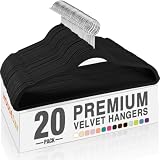 HOUSE DAY Black Velvet Hangers 20 Pack, Non Slip Clothes Felt Hanger