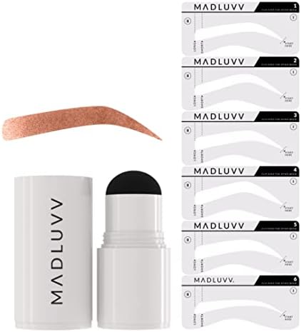MADLUVV Eyebrow Stencil Kit - Easy-to-Use, Natural Look, 6 Popular Shapes, Used by Professionals - Includes Stamp, Stencils, Spoolie, and Travel Bag