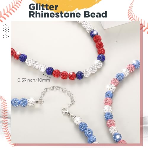 20 Pcs Bling Beaded Baseball Necklace for Men Women Baseballer Ice Inspired Rhinestone Discoball Necklaces Unisex Cool Gifts for Baseball Players Lovers4