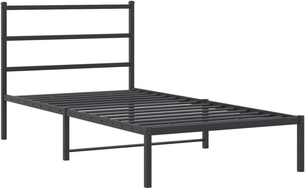 vidaXL Bed Frame Black Steel Twin Bed Frame Rectangular Modern