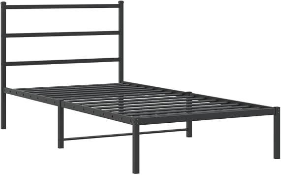 vidaXL Metal Bed Frame Without Mattress with Headboard Black 39.4" x78.7