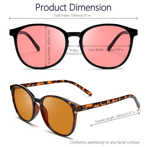 Image of Fluorescent-41 Pink Tinted Blue Light Blocking Glasses for Migraine, Light Sensitivity, Photophobia JF5002