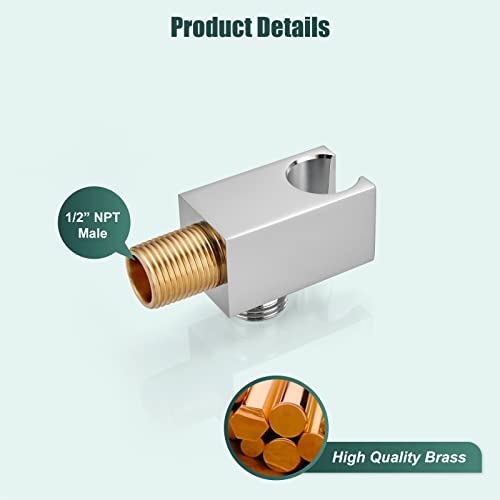 Shower Wand Bracket Supply Hose Connector Polished Chrome Shower Hand Holder Wall Mount Handheld Arm Modern Shower Hose Holder With A Square Cover Brass Heyalan #TOP6