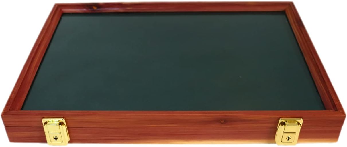 Wood Display Case for Collectibles, Knives, Arrowheads, Pins, Medals and More (18 x 12 x 3, Cherry)