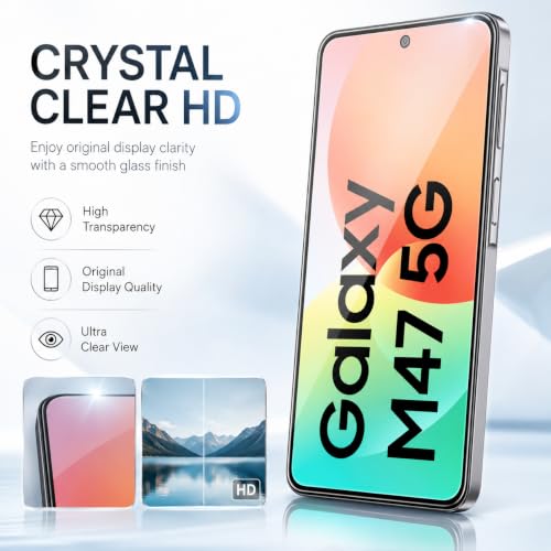 Image of FIRST MART Tempered Glass Screen Protector for Samsung Galaxy M47 5G - Full-Glue Screen Guard, 3D Edge to Edge, HD Clear, Bubble-Free, Case-Friendly, Black, Pack of 2