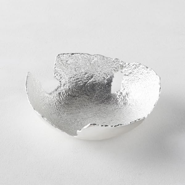 Z Gallerie Farrow Decorative Textured Silver Bowl Plate Sculpture - Home Decor Accent for Entryway, Table, Desk, Shelf 10.75"