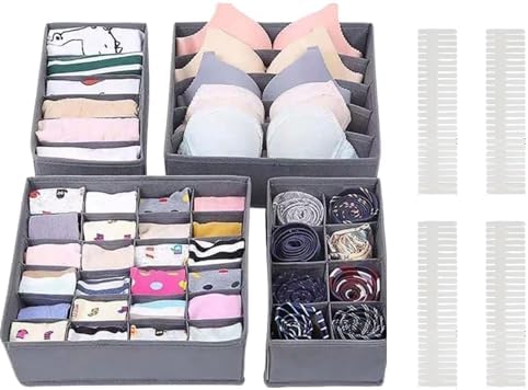 Drawer Organizer - Set of 4 Foldable Underwear Closet Organizer B...