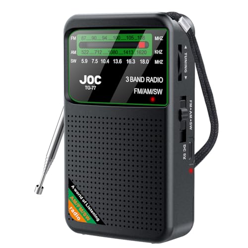 CRGANGZY Radio Portable - Digital Radio Mains or Battery Powered, SW/AM/FM Radio with Stereo Speaker Earphone Jack, Small Work/Kitchen Rechargeable Radio, Extra Large Color Screen