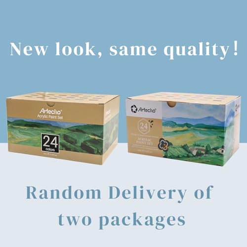 Acrylfarben Artecho Set 24 x 59 ml – Wasserfeste Acrylfarbe für verschiedene Untergründe