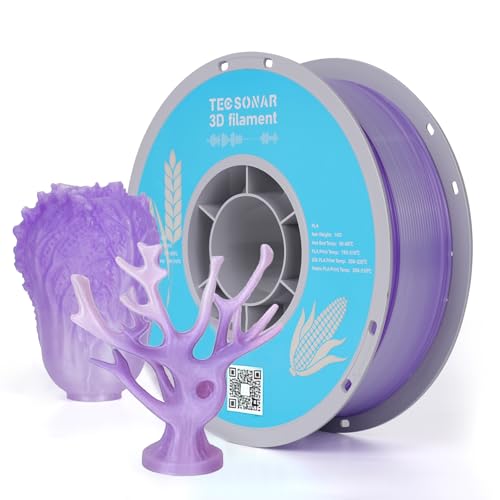 Image of TECSONAR Crystal Rainbow PLA 3D Printer Filament, 1KG Spool(2.2lbs) 1.75mm PLA Fast Color Change 3D Printing Material,Gradient Filament for Most FDM 3D Printers,White Purple