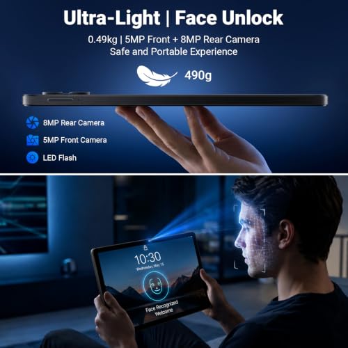 Image of Android 16 Tablet with Octa-Core, 34GB RAM 128GB ROM 1TB Expand, Tablet 10 inch 1280x800 IPS Touchscreen, 6000mAh Battery, WiFi 6 BT 5.4, Dual Cameras, Black