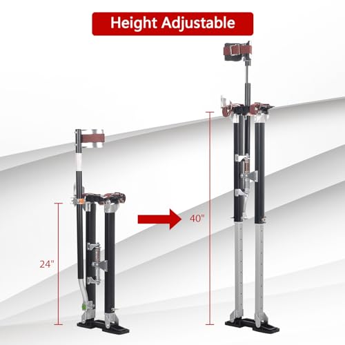 image for BIGREAT Black Drywall Stilts 24-40 Inch Height Adjustable Lifts Alumin