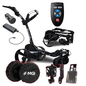 MGI Zip Navigator at All-Terrain Remote Golf Cart with Accessories | Power Bundle | 3-Year Warranty | 36 Holes Extended Battery (at -Power)