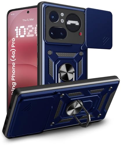 Image of WOW IMAGINE Tough Armor Bumper Mobile Back Case for Nothing Phone 4A Pro | Sliding Camera Cover | Shock Proof 360 Protection | Hybrid PC + TPU | Ring Holder with Kickstand - Blue