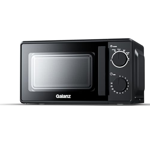 Galanz Micro-ondes 20 L P70T20L-VB, 700W Micro-ondes avec 6 niveaux de puissance, minuterie de 0 à 30 minutes, nettoyage facile grâce au plateau tournant en verre, noir