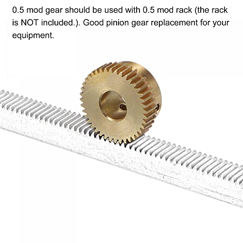 Image of uxcell Pinion Gear Set, Brass Motor Rack Straight Spur Gear with Step, 0.5 Mod 40T 6mm Bore 21mm Outer Dia, M3 Set Screws Included