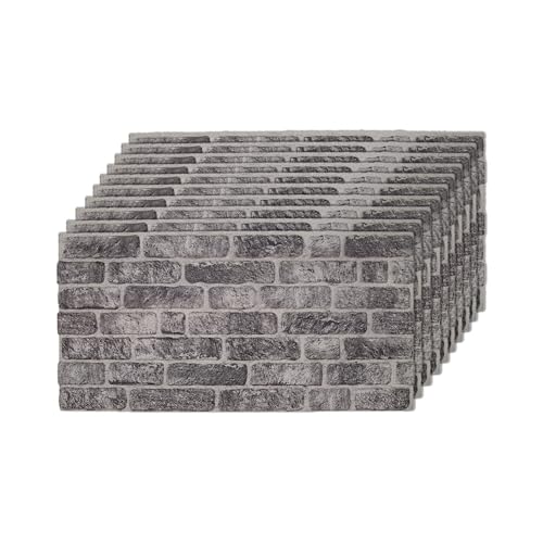 IZODEKOR 3D Wall Panels Brick Effect - Cladding, Stone Look, Styrofoam Facing for Living Room, Kitchen, Bathroom, Balcony, Bedroom, Back of Counter and Teras | Old Town (10 x Panels) - Covers 53 sq ft