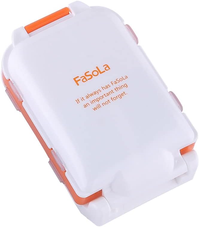FaSoLa 8 Compartments Portable Pill Case Box, Moisture Proof Travel Pill Organizer, Medicine Vitamin Holder Container