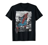 Marvel Spider-Man Retro Swinging Over Rooftops T-Shirt