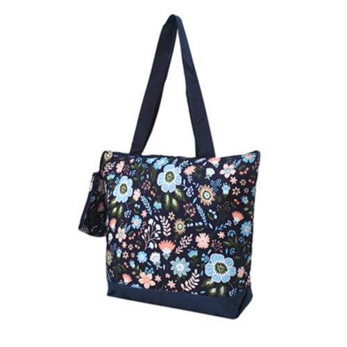 Image of NGIL Medium Top Zipper Closure Canvas Tote Bag with Attached Matching Coin Purse For Moms and Nurses