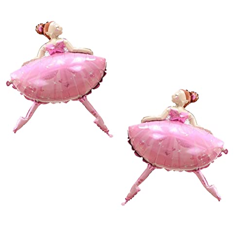 Image of 2PCS Pink Ballet Dancing Girl Foil Balloon Aluminum Foil Mylar Helium Party Balloon for Birthday Party Decoration Wedding Baby Shower Ballet Dancing Themed Party