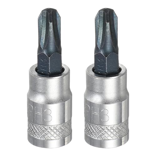 Image of sourcing map 2Pcs Phillips Bit Socket 1/4" Drive PH3 S2 Steel Cross Head Screwdriver Drill Bits CR-V Steel Socket Adapter for Home Auto Axle Hex Nuts Bolts Repair