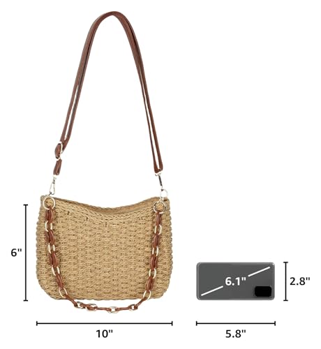 Bolso bandolera tejido de paja para mujer miniatura 3