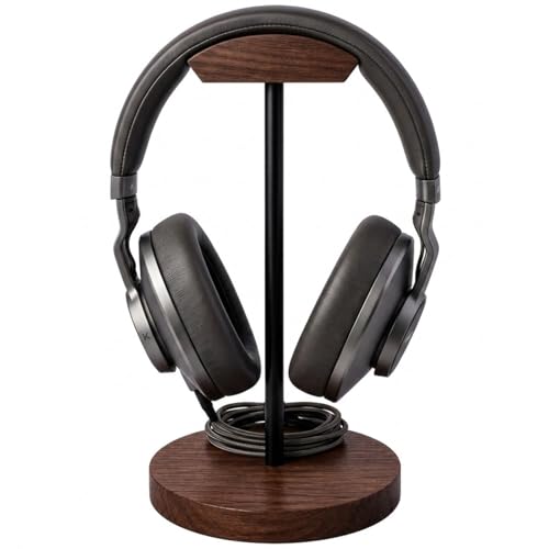 Bliocefo Headphone Holder Stand for Desk, Wood and Metal Headset Hanger Mount Hook Gaming Holder Desktop Earphone Artful Functional Craftsmanship Stand for All Headsets with Solid Wooden Base