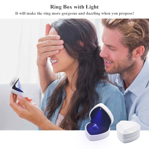 Eveynsh LED Lighted Ring Box, Heart Shaped Pearl White Engagement Ring Case by Eveynsh - Used condition - Image 3