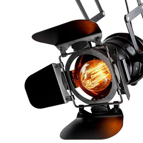B·LED BARCELONA LED BarcelonaLED Plafonnier Lampe Vintage Style Industriel Appareil Photo Cinéma Rétro Extensible Projecteur avec Soufflet Hauteur Réglable Noir Couleur E27 (Ampoule Non Inclus) – vue 2