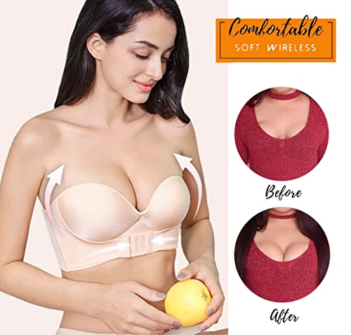 Liftamour Push-Up Bra, Strapless Pushup Bras, Front Buckle Lift Bra, Wireless Anti-Slip Invisible Bras (Black+Grey+Pink,34A/B) #TOP5