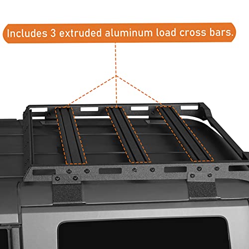 Image of Hooke Road Bronco Half Short Roof Rack Rear Cargo Basket Crossbar for 2021-2026 Ford Bronco 4 Door Hardtop (Exclude Bronco Sport)