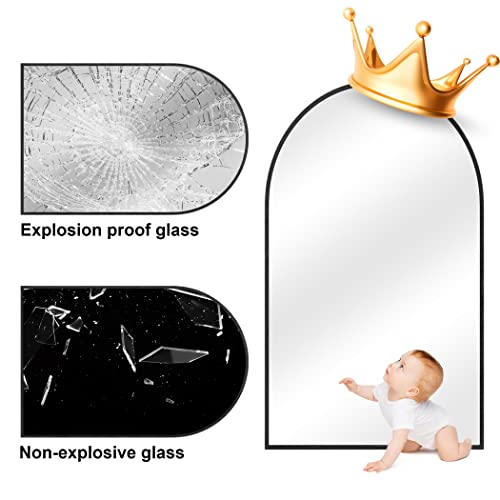 Forbath Arched Wall Mirror, 20"X28" Bathroom Mirror Wall Mounted Modern Black Aluminum Alloy Frame Decor Dresser Mirror For Bedroom Living Room Entryway, Hanging Or Leaning Against Wall #TOP7